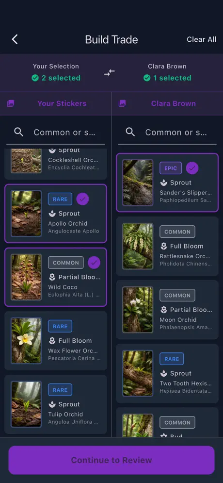 Gorgeous Orchids - Build Trade Screen