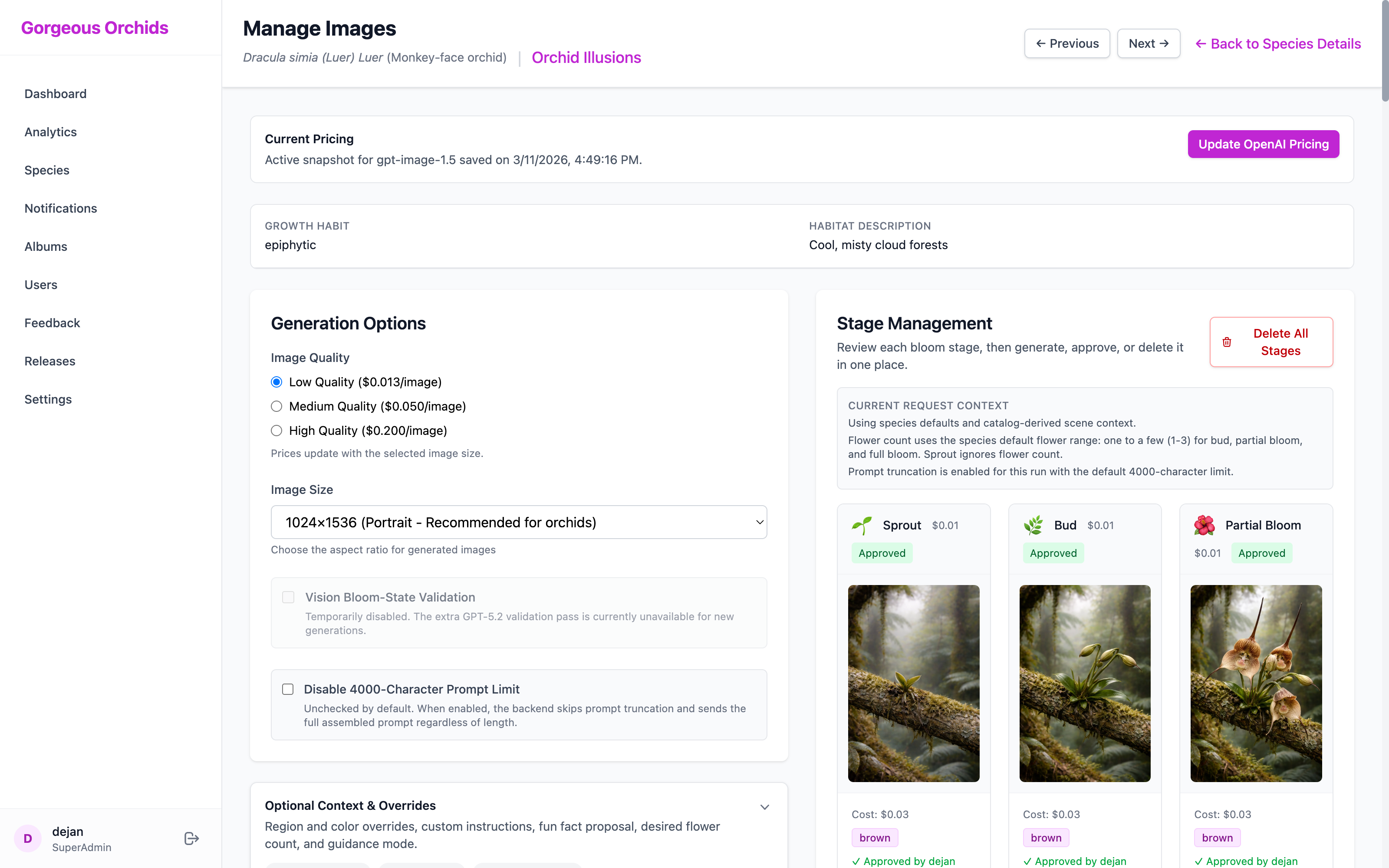 Admin Dashboard - Manage Images